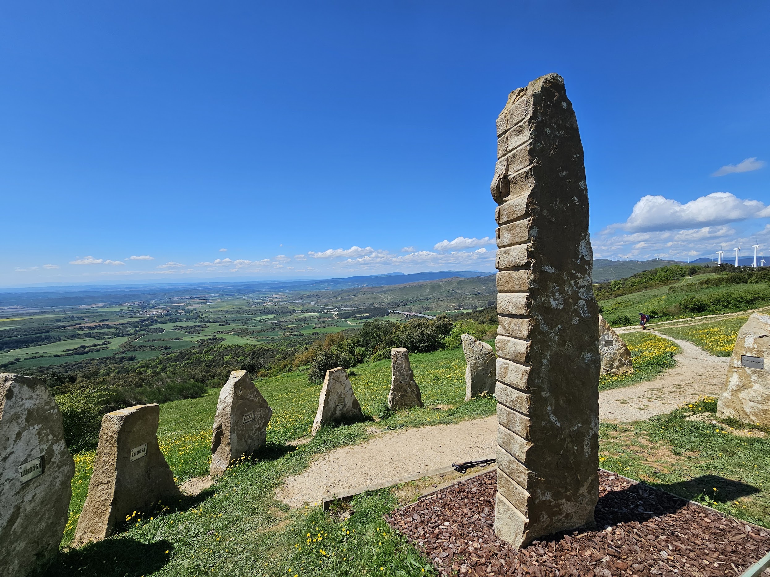 Camino stones and landscape